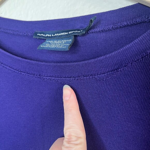 Ralph Lauren Sport Purple Preppy Long Sleeve logo Shirt medium - Picture 4 of 10